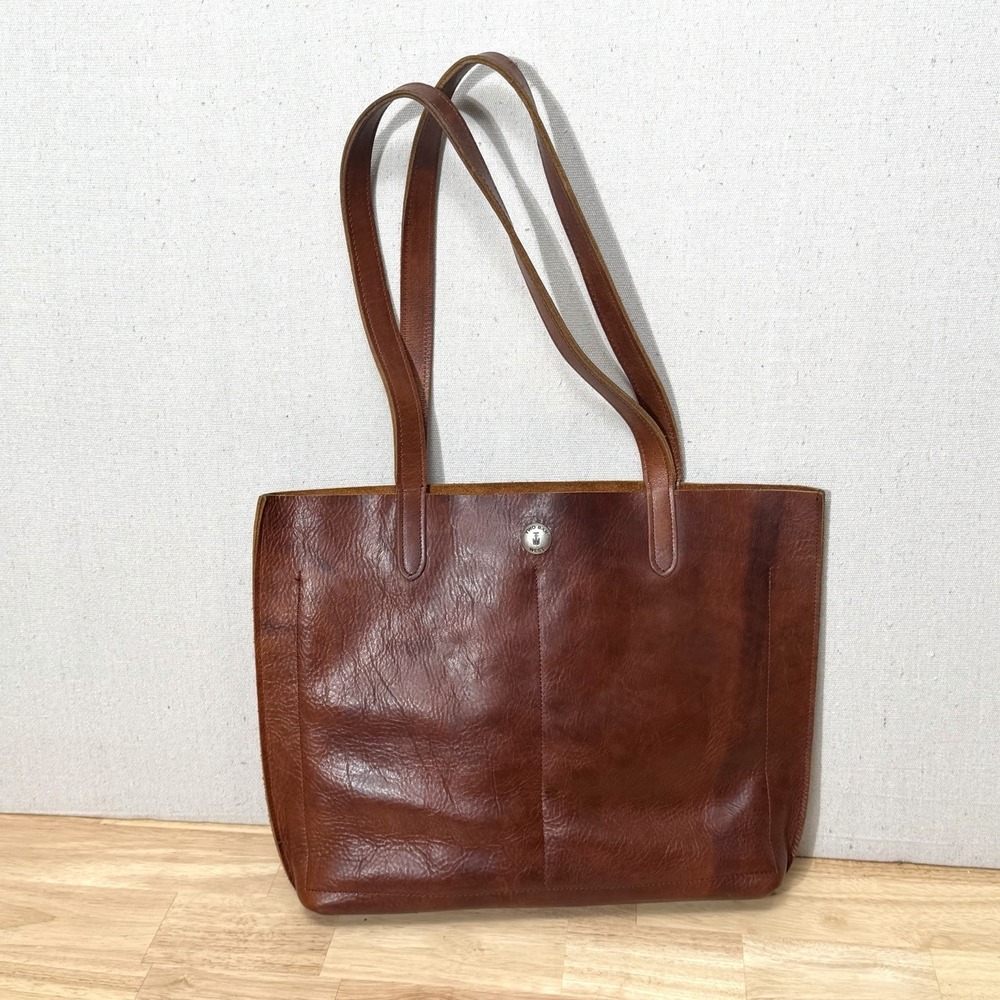 Two Bar West Leather Tote Bag Brown Southwestern Cross Stone Boho Western Purse - Picture 2 of 16